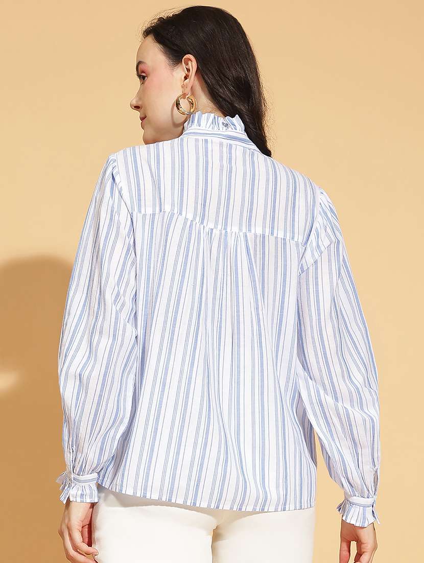 women striped printed long sleeves top - 21584998 - Standard Image - 2