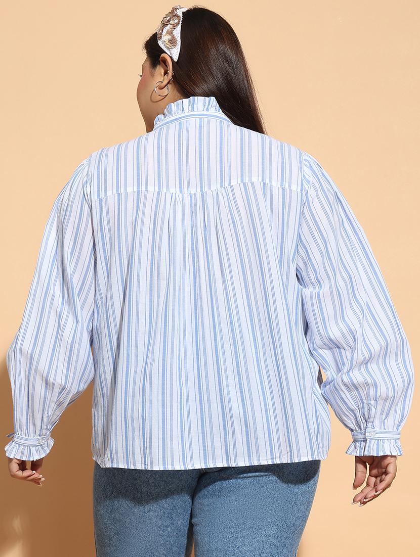 women striped printed longs sleeves plus size top - 21585023 - Standard Image - 2