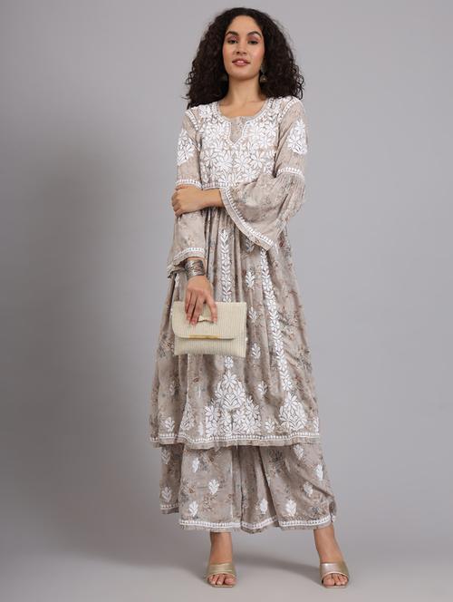 women floral kurta palazzo set - 21585394 - Standard Image - 0