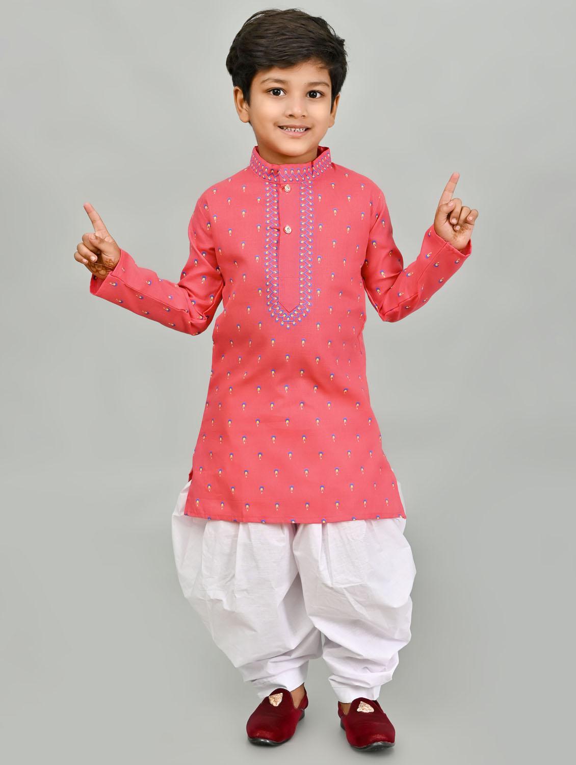 boys printed mandarin neck kurta salwar set - 21585426 -  Zoom Image - 0