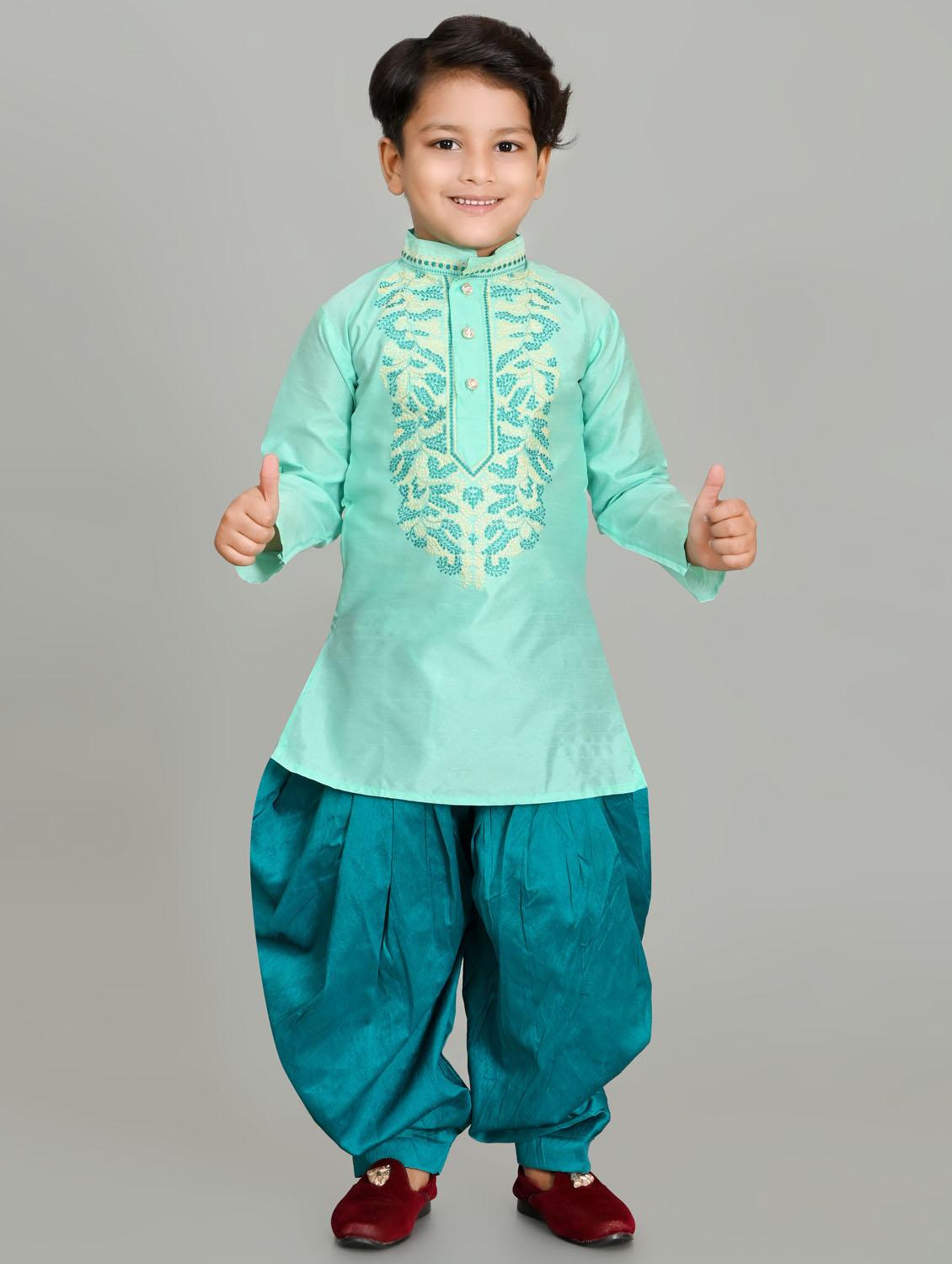 boys embroidered mandarin neck kurta salwar set - 21585445 - Zoom Image - 0