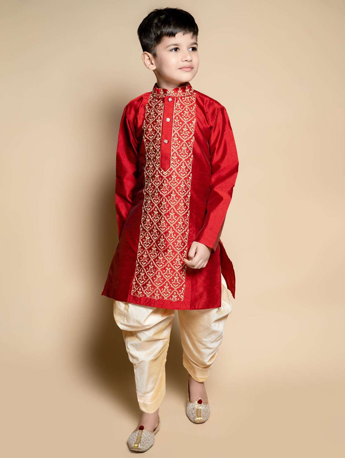 boys embroidered mandarin neck kurta salwar set