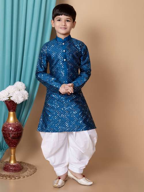 boys embellished kurta dhoti set - 21585499 -  Standard Image - 0