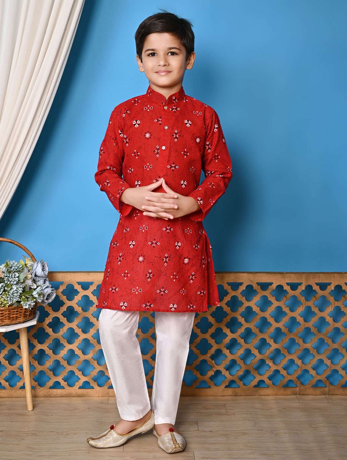 boys printed long long sleeves kurta pant set - 21585516 -  Zoom Image - 0
