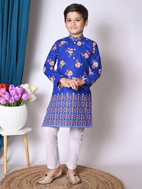boys printed long sleeves kurta set - 21585526 - Standard Image - 0