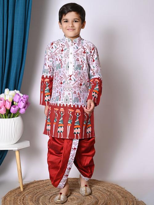 boys printed long sleeves dhoti kurta set - 21585531 -  Standard Image - 0