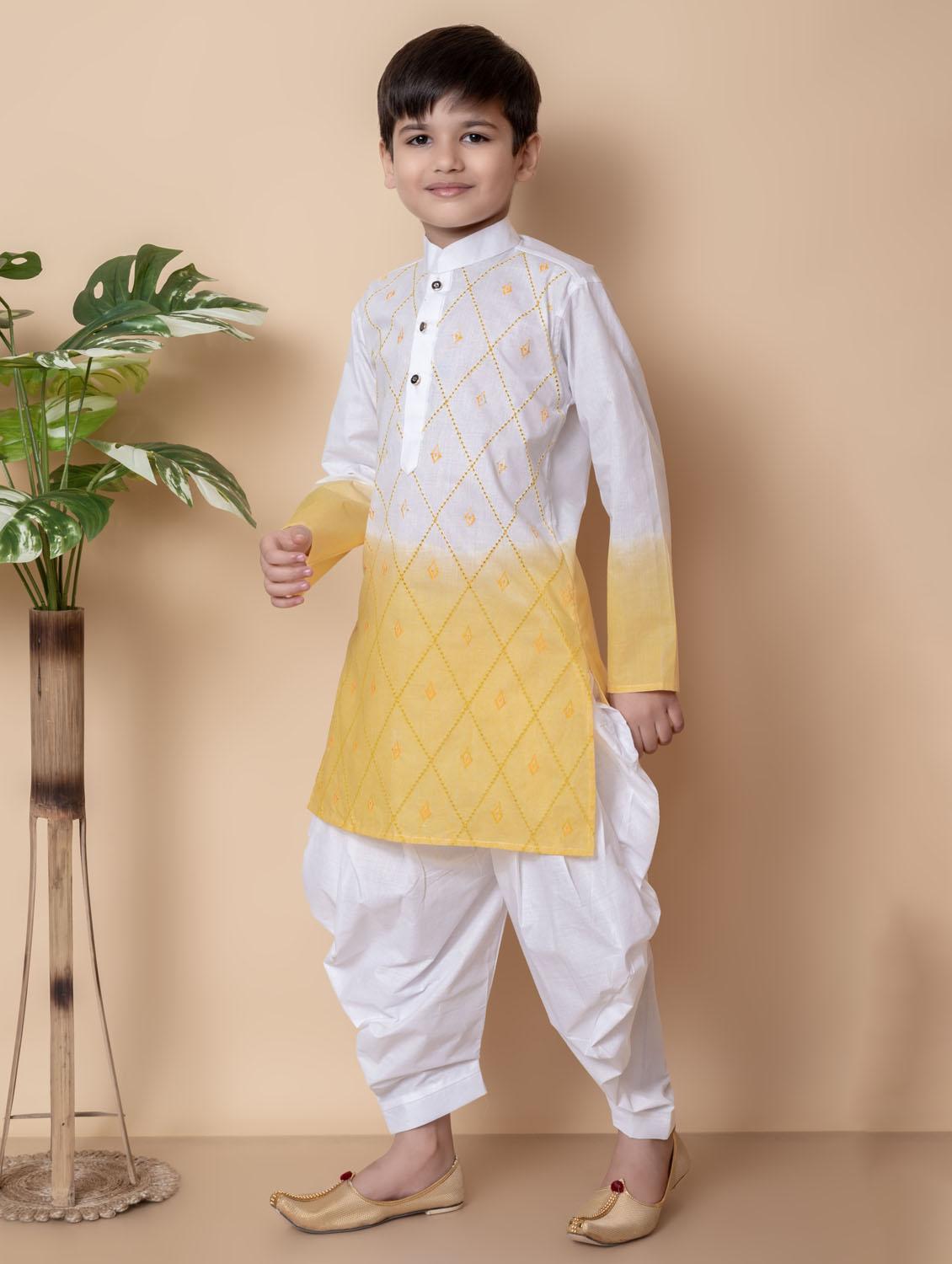 boys embroidered long sleeves dhoti kurta set - 21585570 - Standard Image - 2