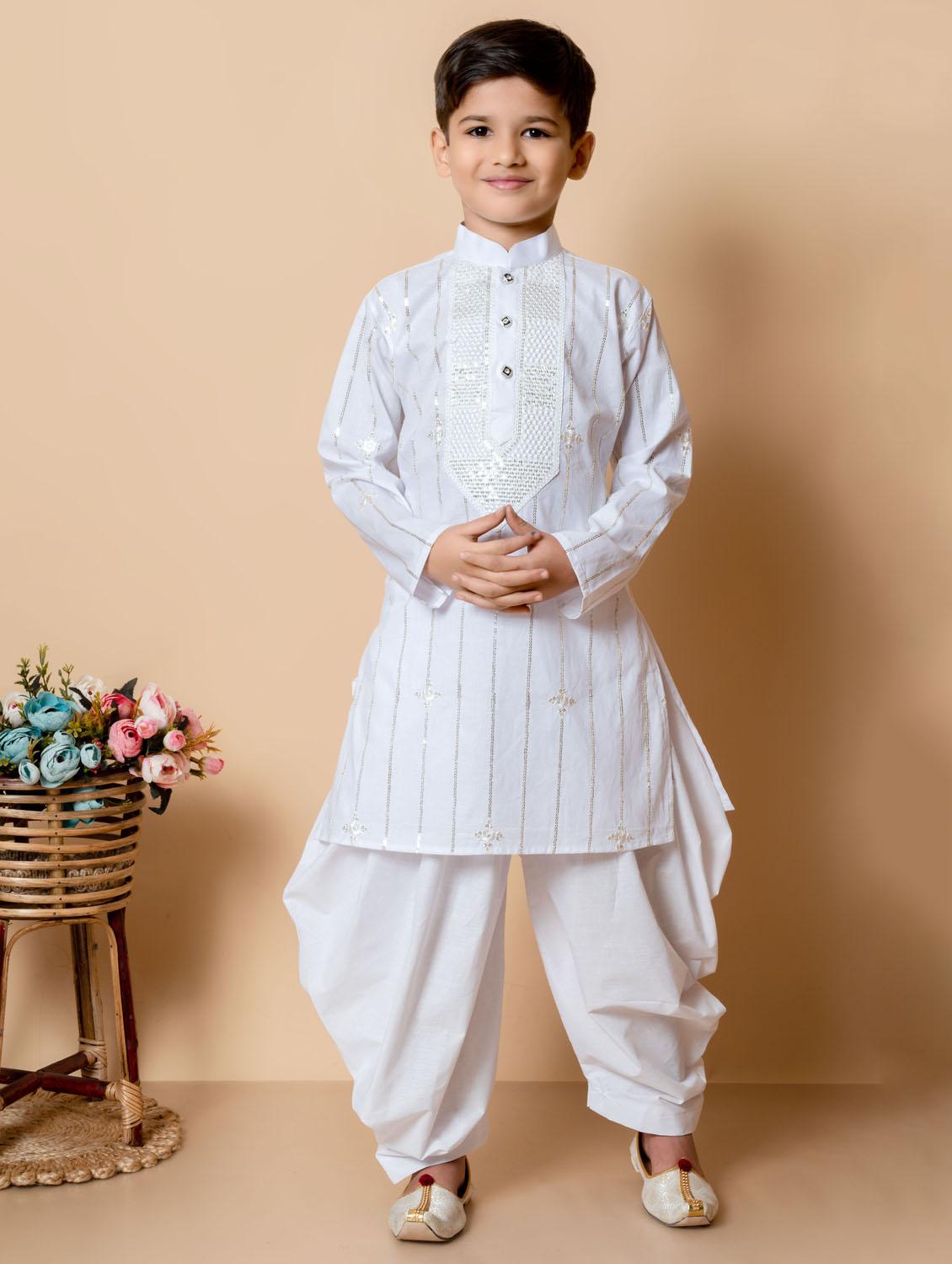boys embroidered long sleeves dhoti kurta set - 21585583 - Zoom Image - 0