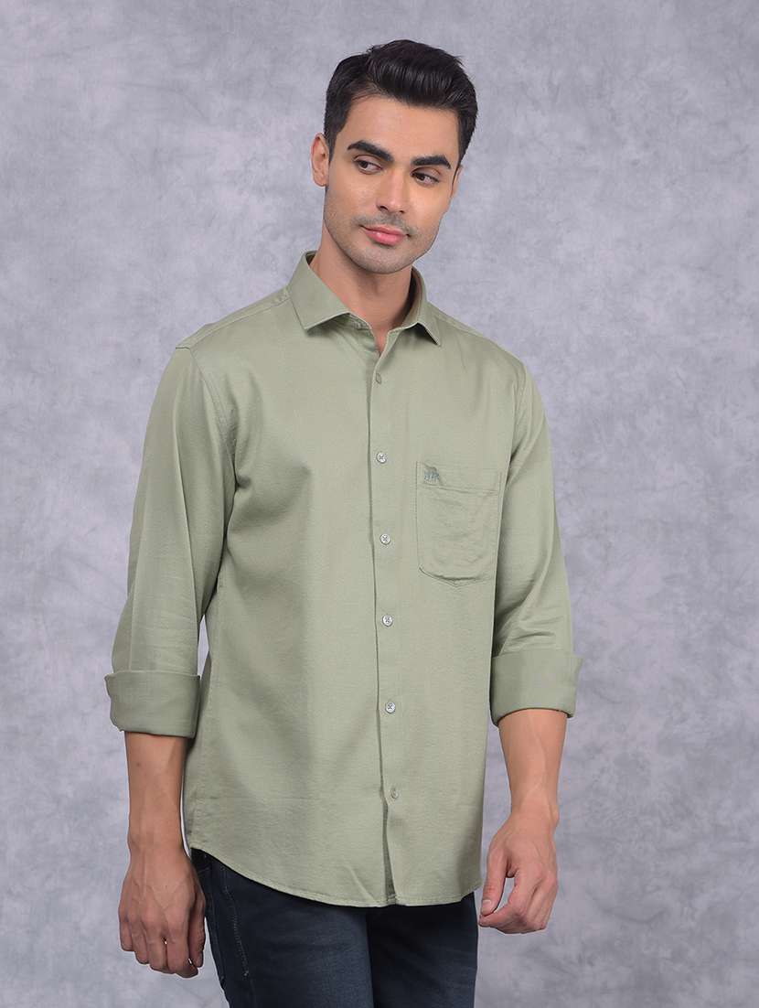 men solid regular fit casual shirt