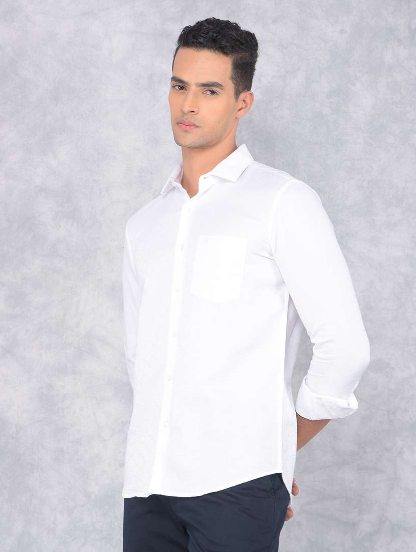men solid regular fit casual shirt