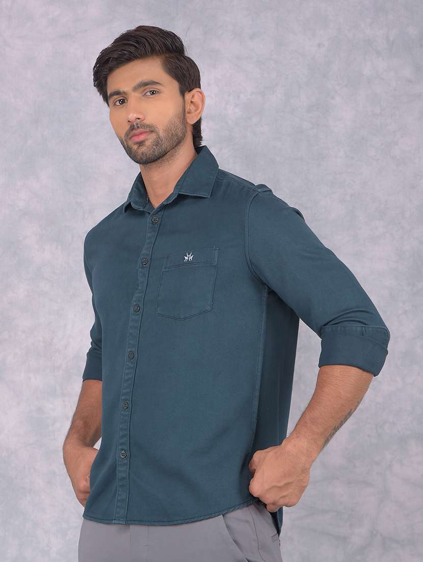 men solid regular fit casual shirt