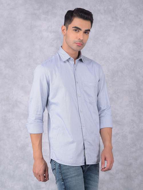 men solid regular fit casual shirt - 21585711 - Standard Image - 0