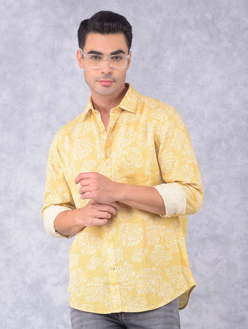 men printed regular fit casual shirt