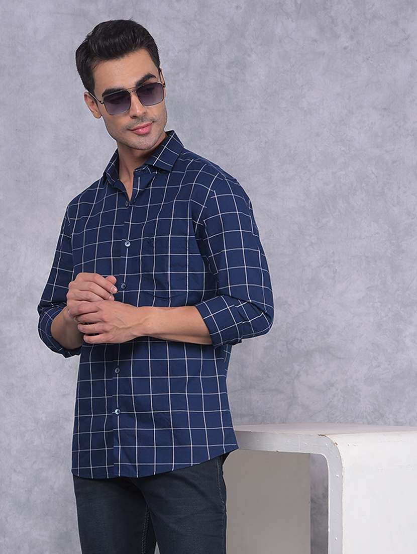 men checkered regular fit casual shirt