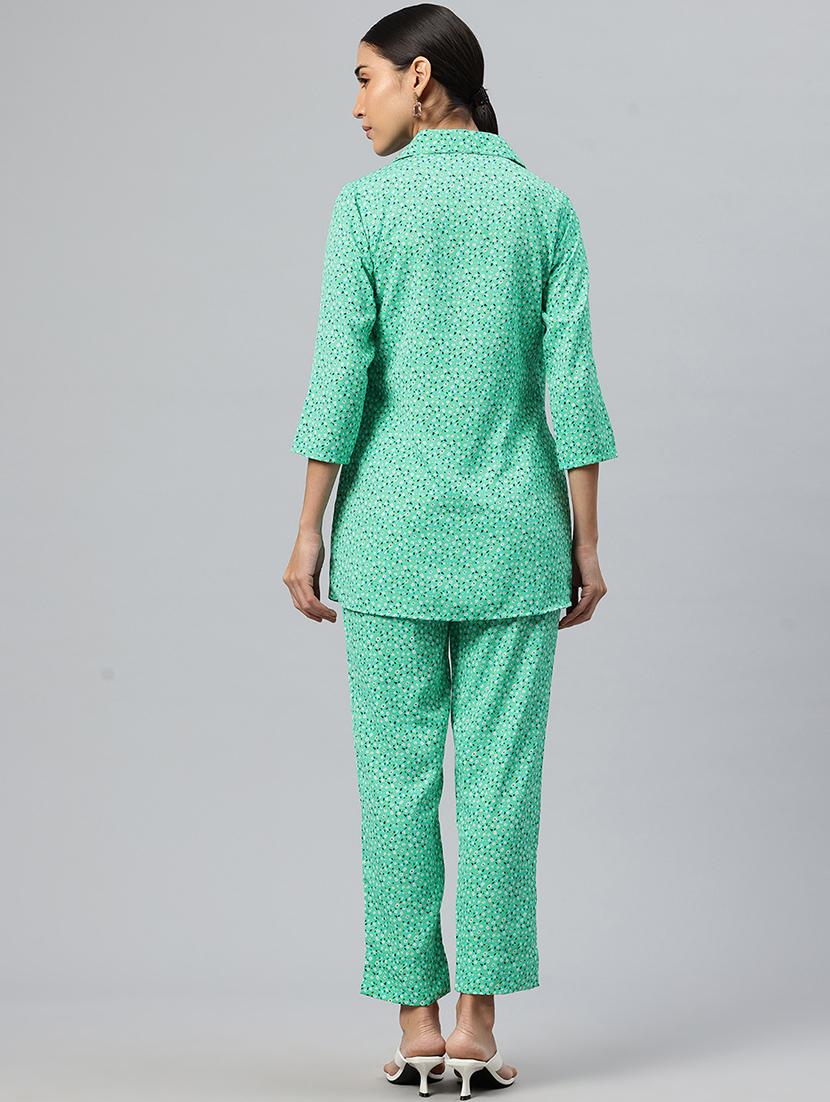women printed shirt and trouser co-ord set - 21586260 - Standard Image - 2