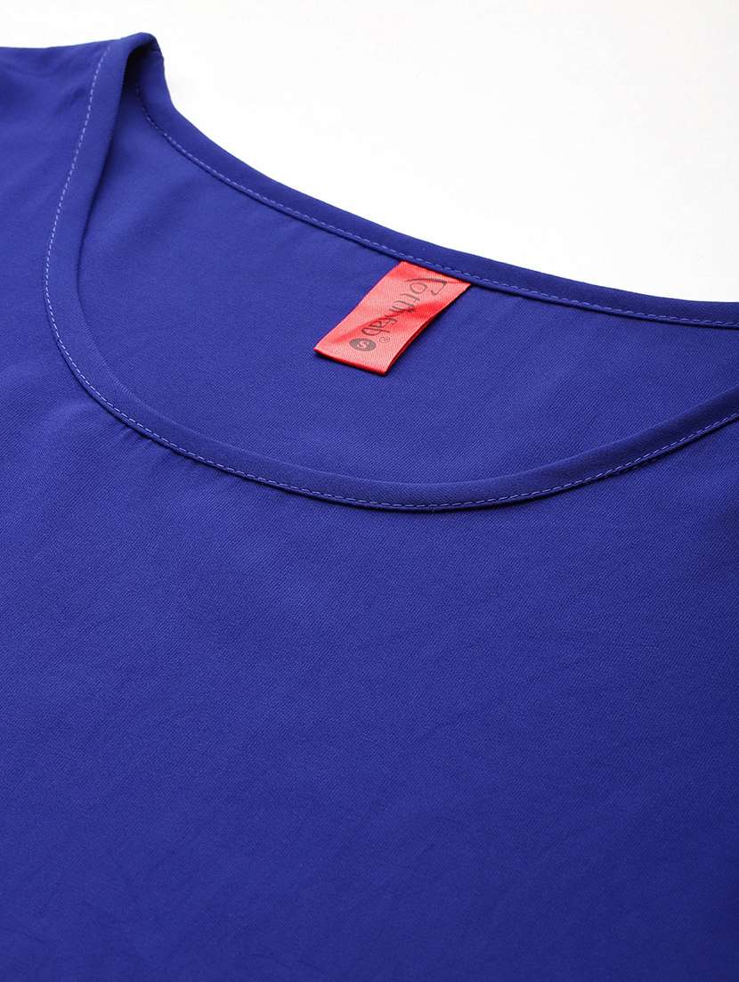 women solid three quarter sleeves jacket & trouser set - 21586277 -  Standard Image - 7