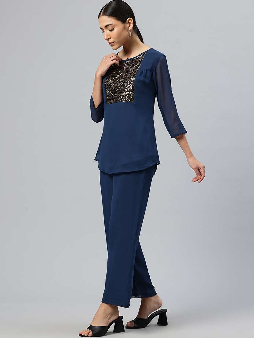 women sequins detailed top & trouser co-ord set - 21586281 - Standard Image - 2