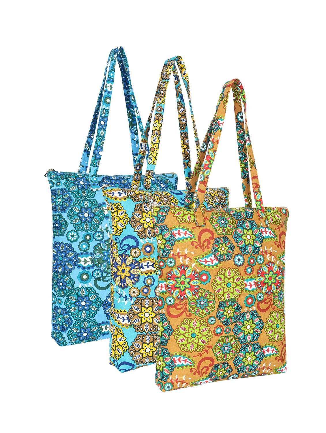 pack of 3 floral printed tote bags