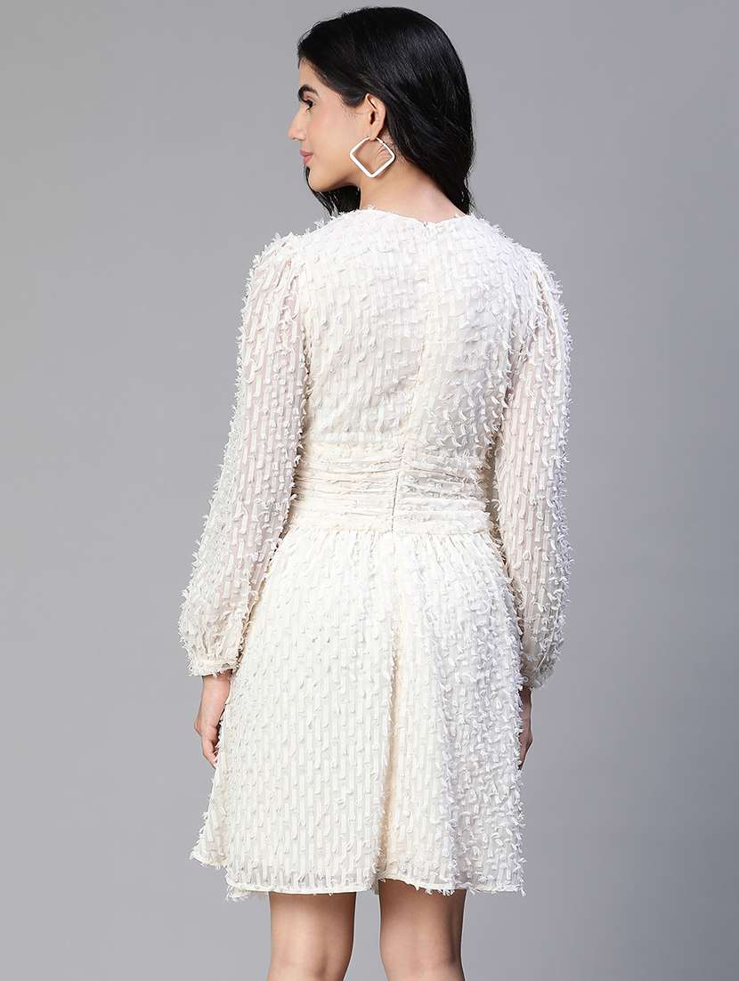 women self design long sleeves wrap dress - 21586504 -  Standard Image - 2