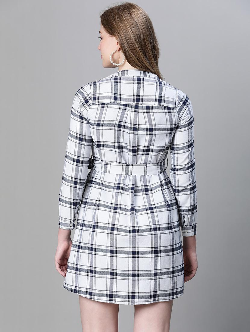 women checked printed long sleeves shirt dress - 21586507 - Standard Image - 2