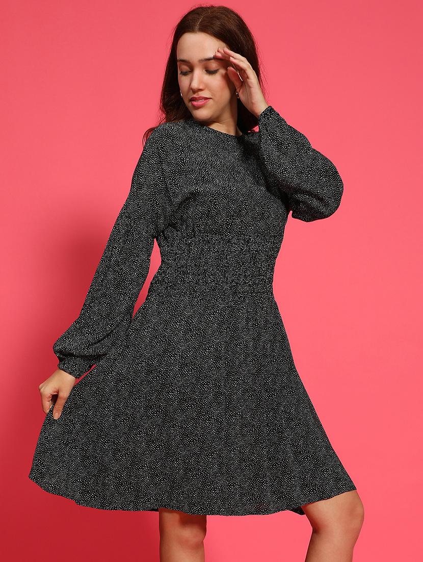 women printed long sleeves a-line dress - 21586529 - Zoom Image - 0