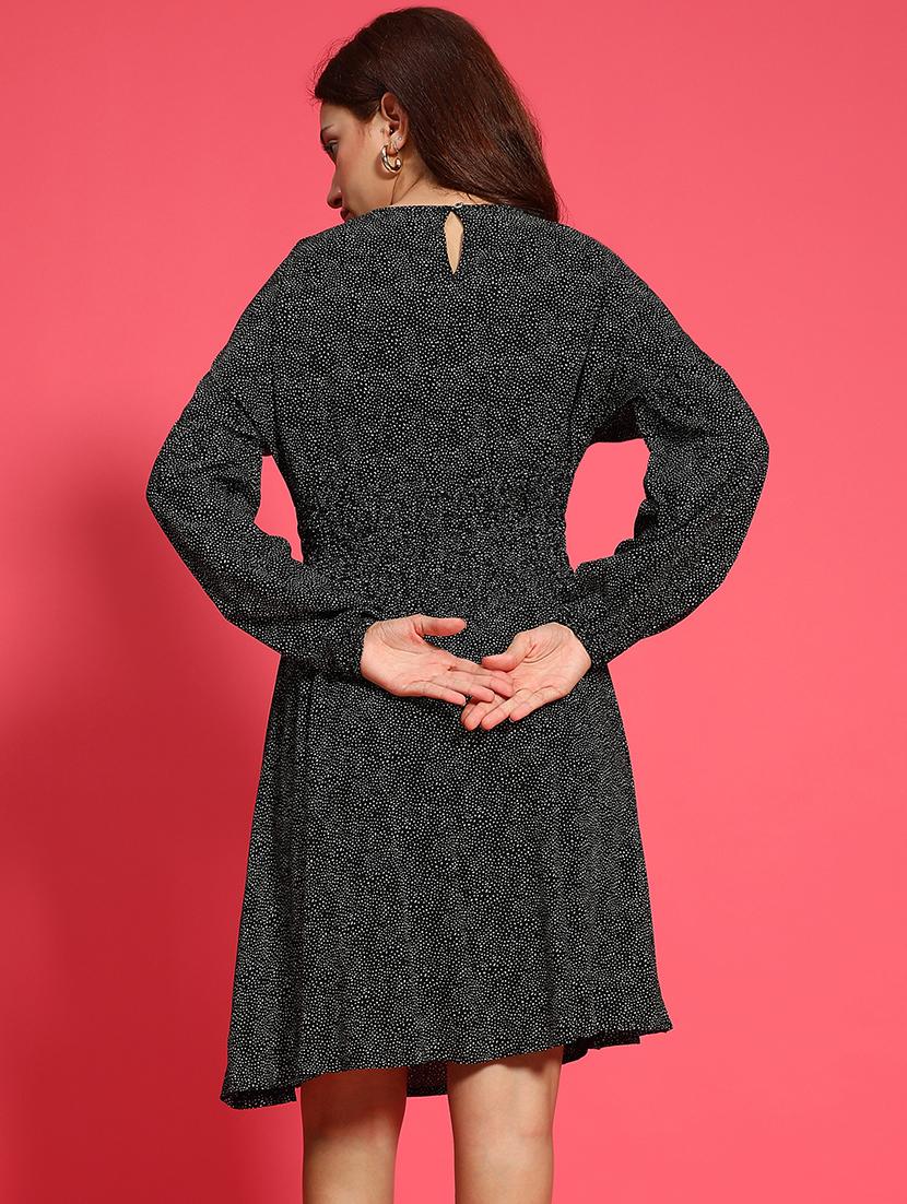 women printed long sleeves a-line dress - 21586529 - Standard Image - 2
