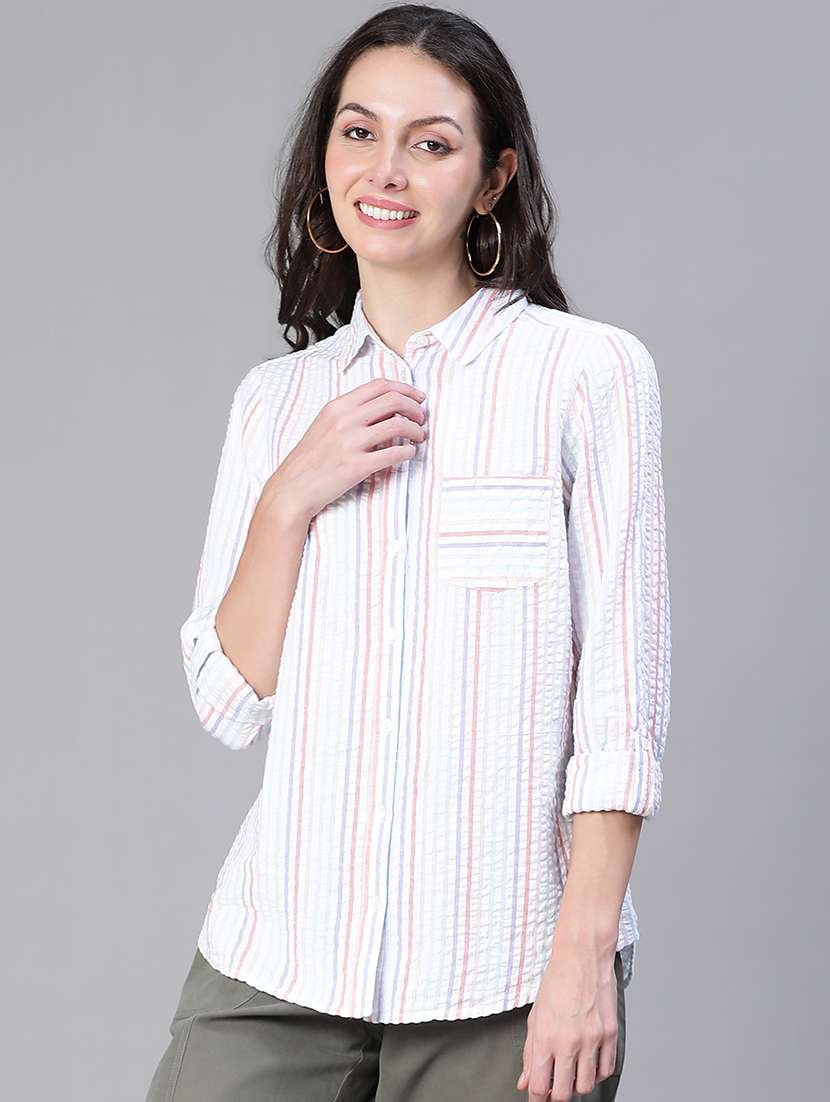 women striped collared regular shirt - 21586554 - Zoom Image - 0