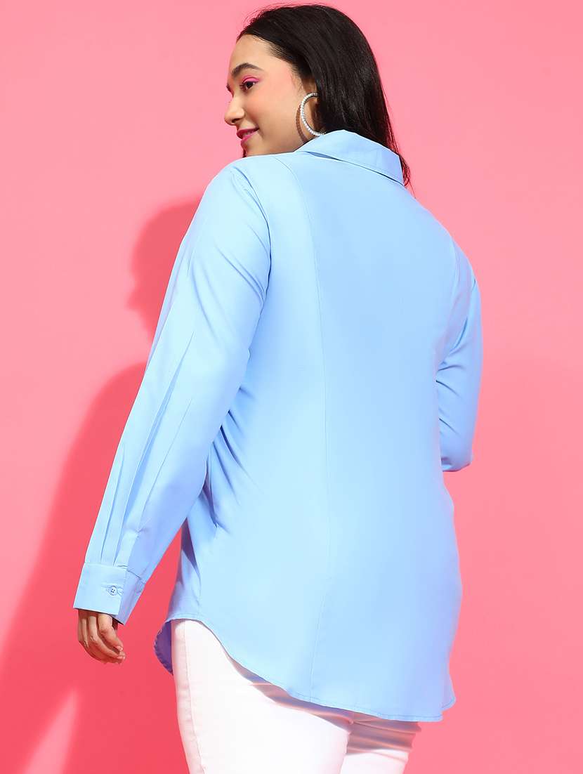 women solid collared plus size shirt - 21586560 -  Standard Image - 2