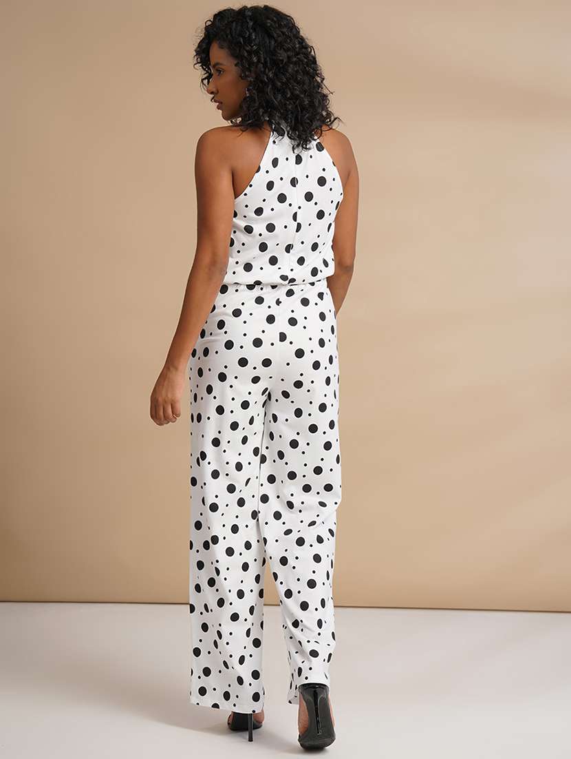 women polka doted halter neck jumpsuit - 21586578 - Standard Image - 2