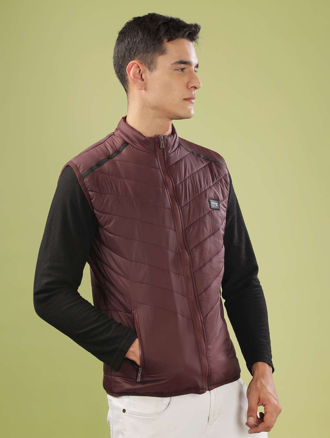 men solid sleeveles quilted jacket - 21586681 -  Standard Image - 2