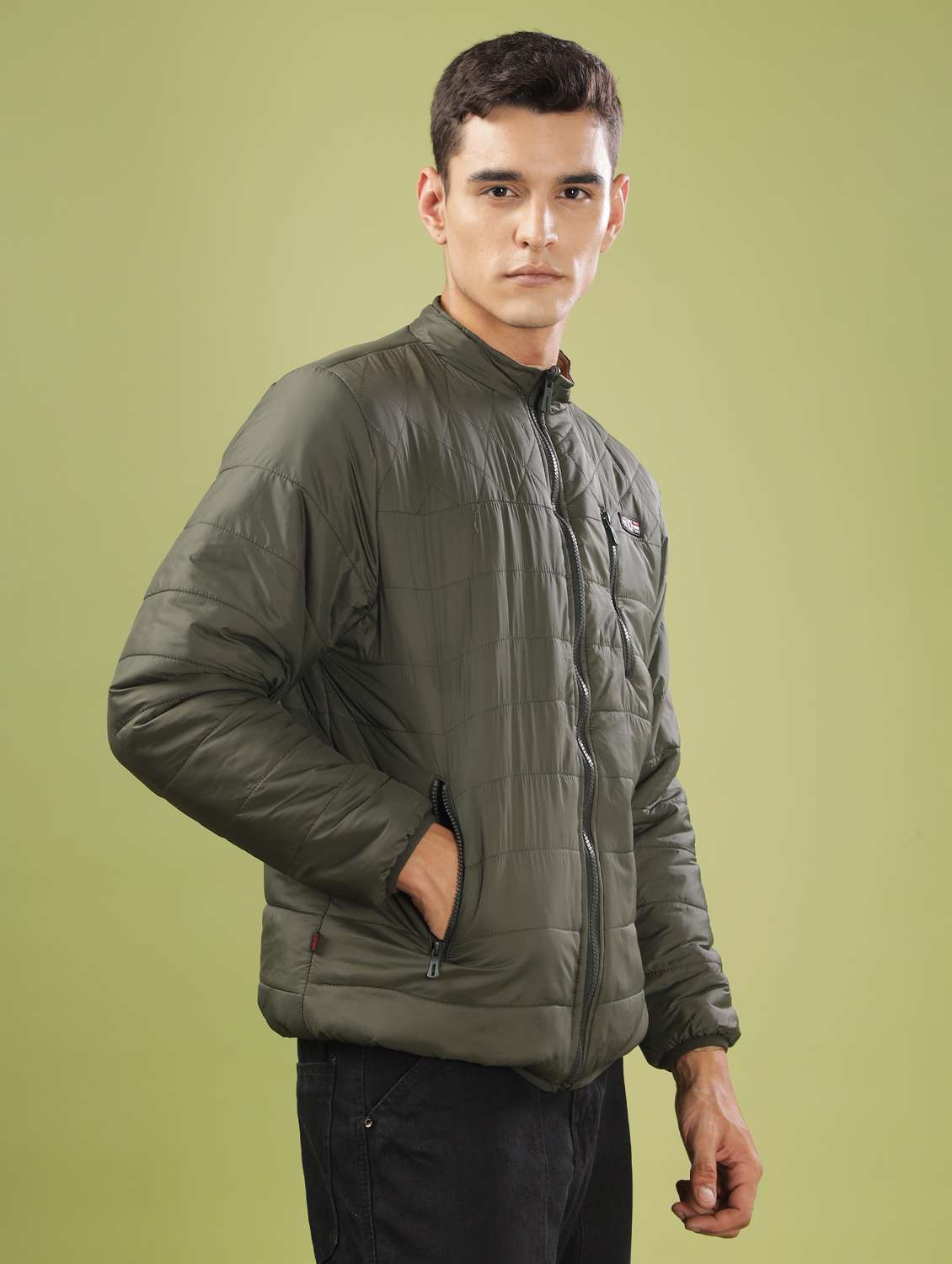 men solid long sleeve quilted jacket - 21586684 -  Standard Image - 2