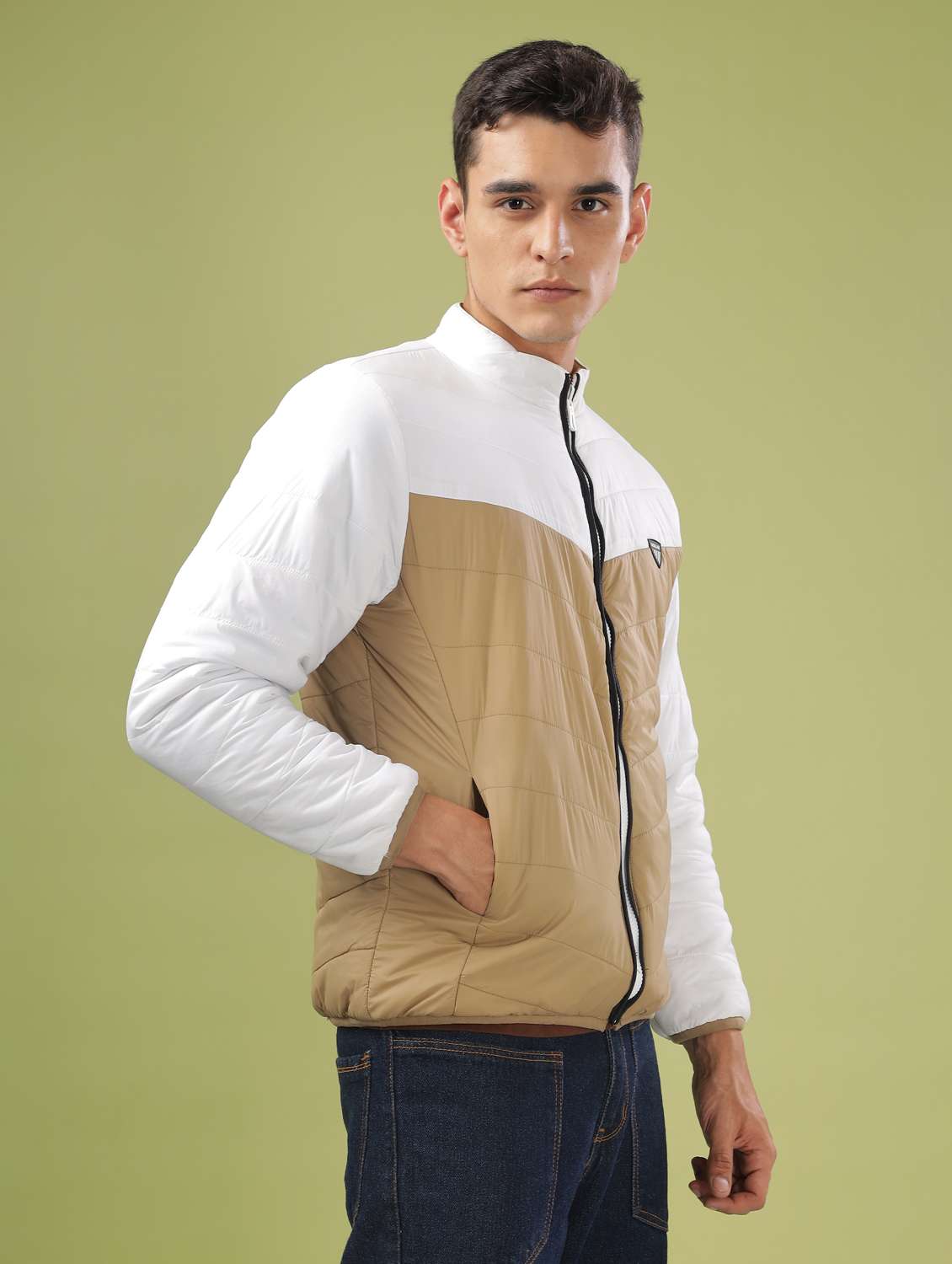 men color block long sleeve quilted jacket - 21586687 -  Standard Image - 2