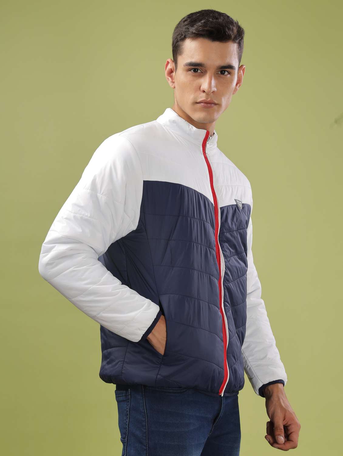 men color block long sleeve quilted jacket - 21586688 -  Standard Image - 2