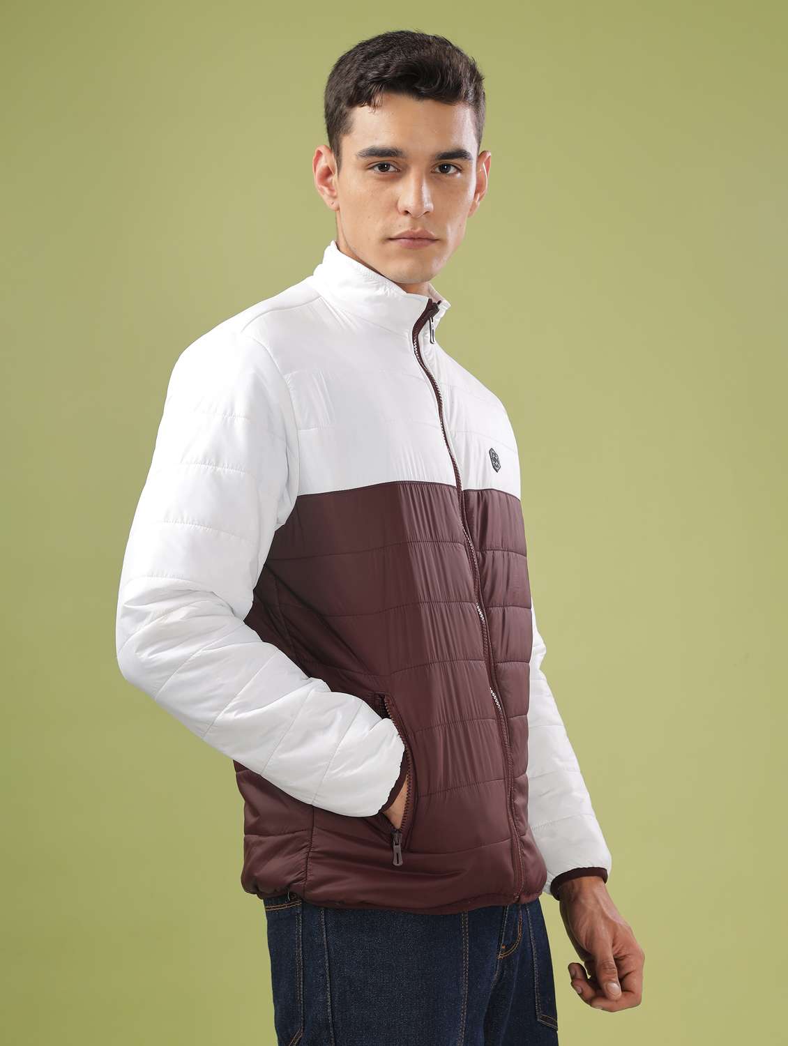 men color block long sleeve quilted jacket - 21586691 -  Standard Image - 2