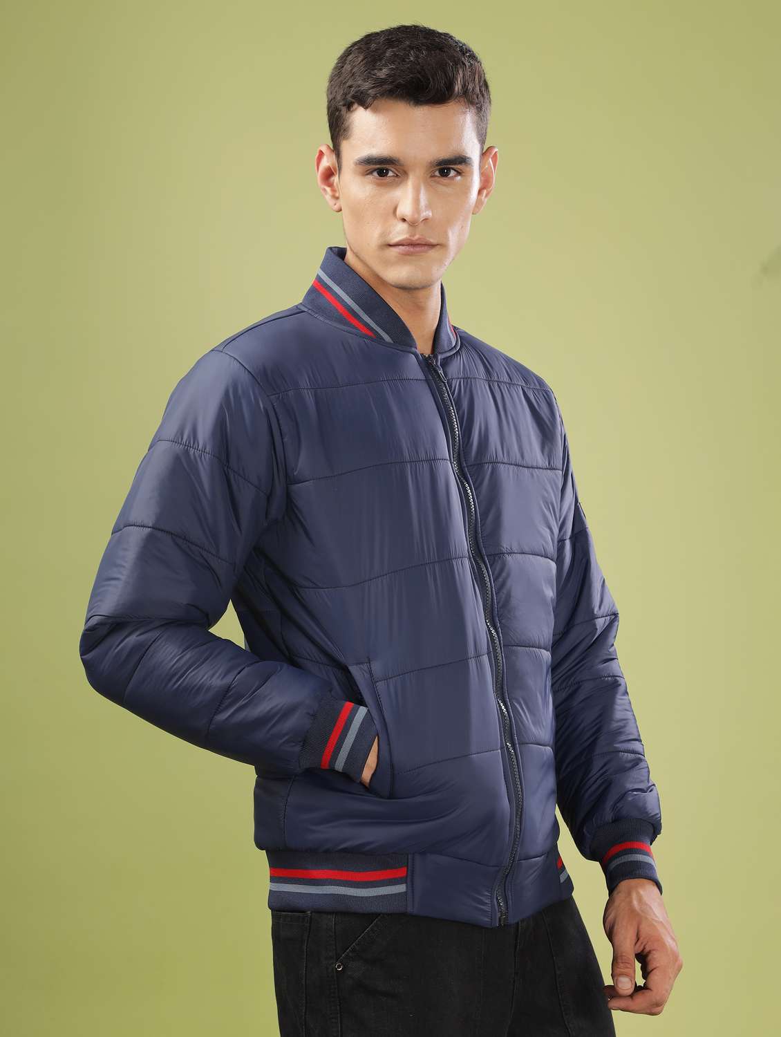 men solid long sleeve quilted jacket - 21586693 -  Standard Image - 2