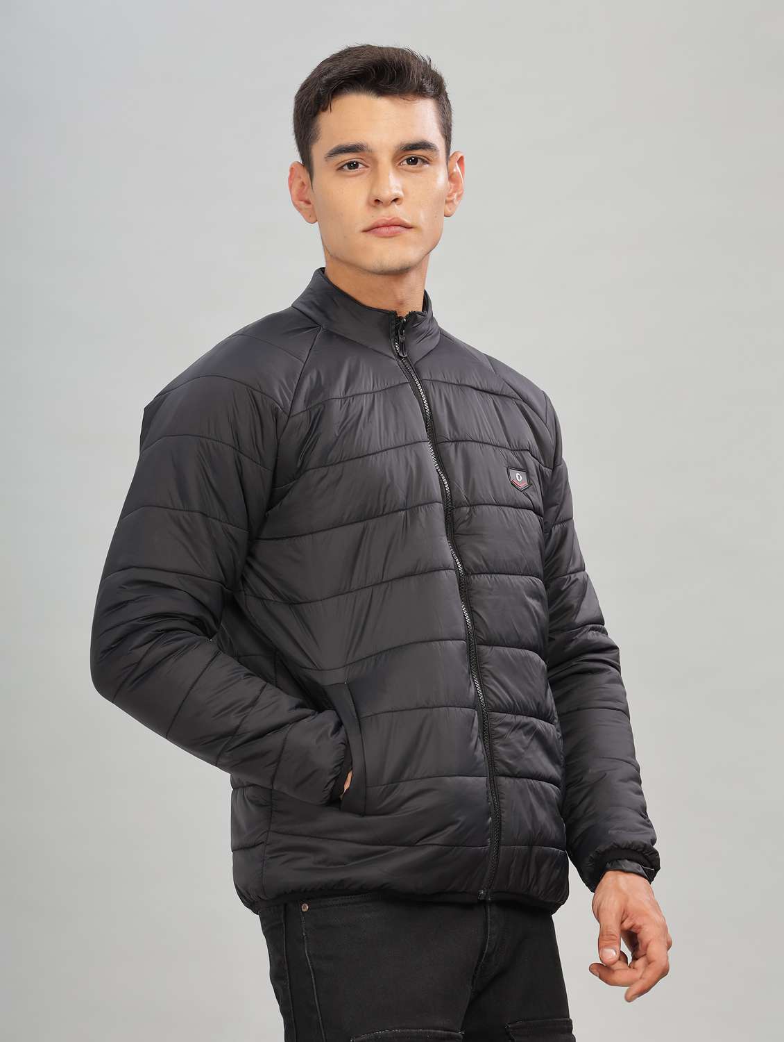men solid long sleeve quilted jacket - 21586696 -  Standard Image - 2