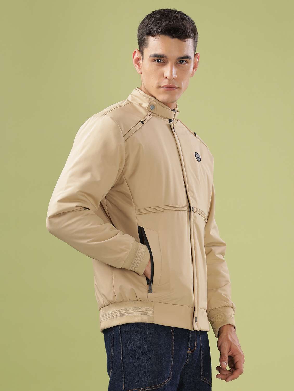 men solid long sleeve bomber jacket - 21586701 -  Standard Image - 2