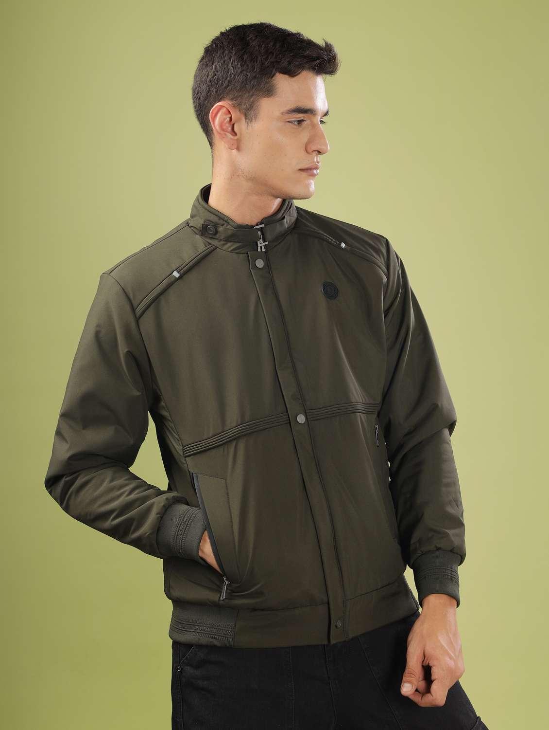 men solid long sleeve bomber jacket - 21586702 -  Standard Image - 2