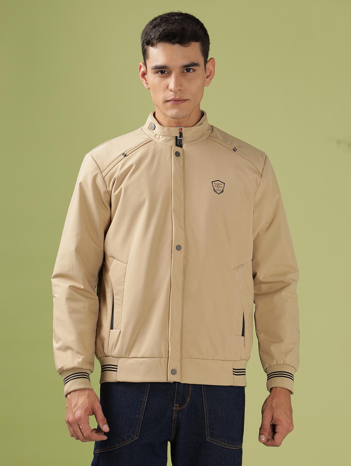 men solid long sleeve bomber jacket
