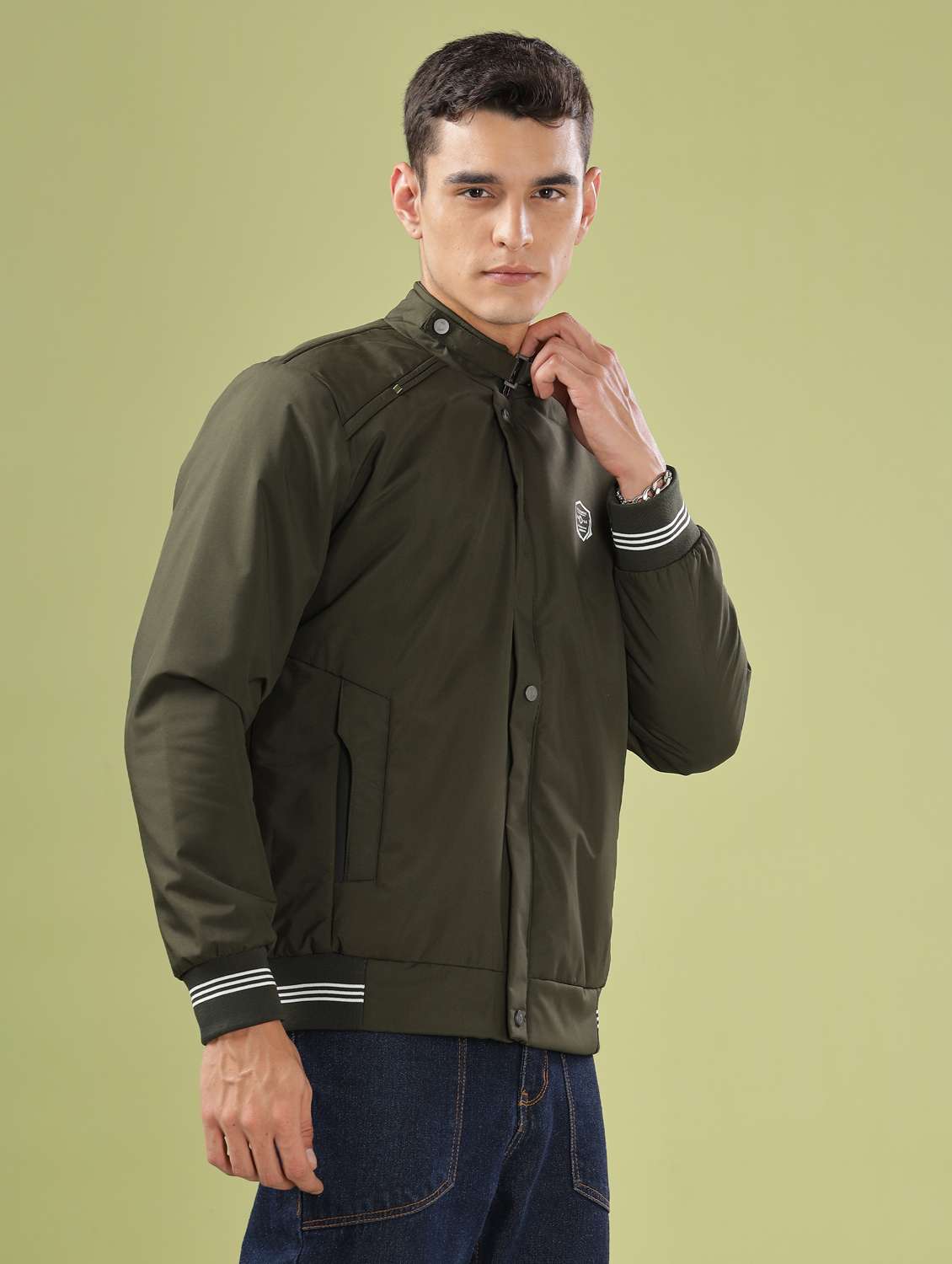 men solid long sleeve bomber jacket - 21586706 -  Standard Image - 2