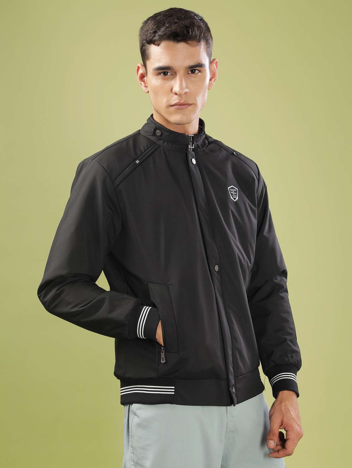 men solid long sleeve bomber jacket - 21586708 -  Standard Image - 2
