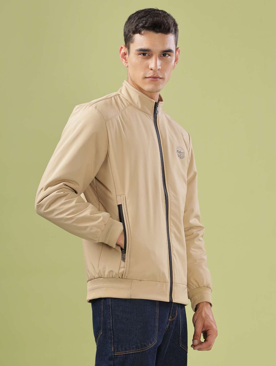 men solid long sleeve bomber jacket - 21586709 -  Standard Image - 2