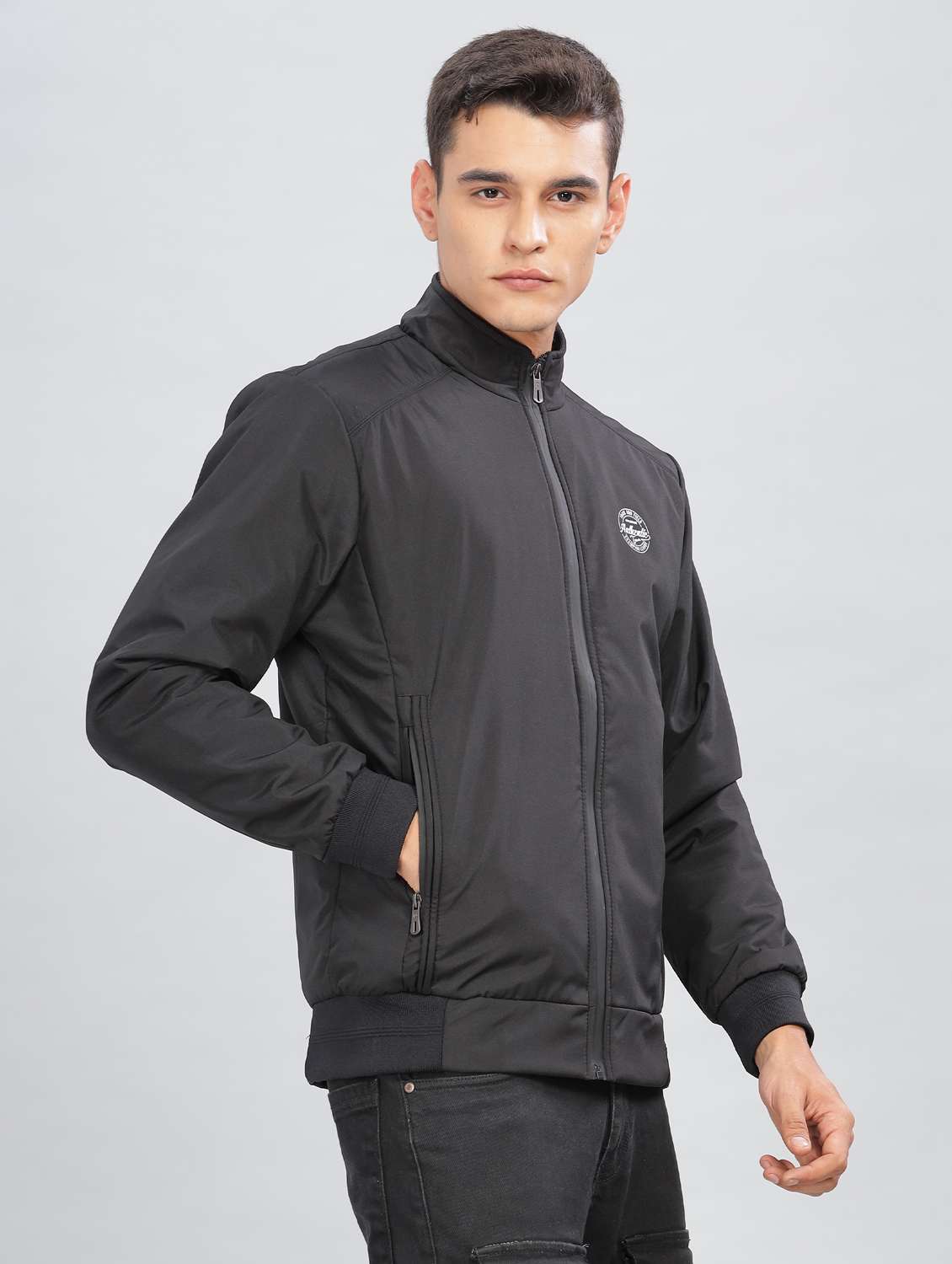 men solid long sleeve bomber jacket - 21586712 -  Standard Image - 2