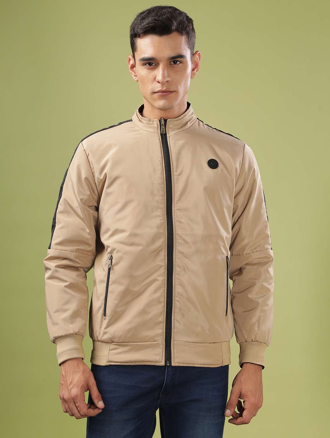 men solid long sleeve bomber jacket - 21586717 -  Zoom Image - 0