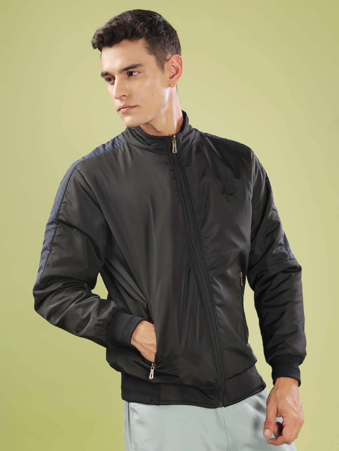 men solid long sleeve bomber jacket - 21586720 -  Standard Image - 2