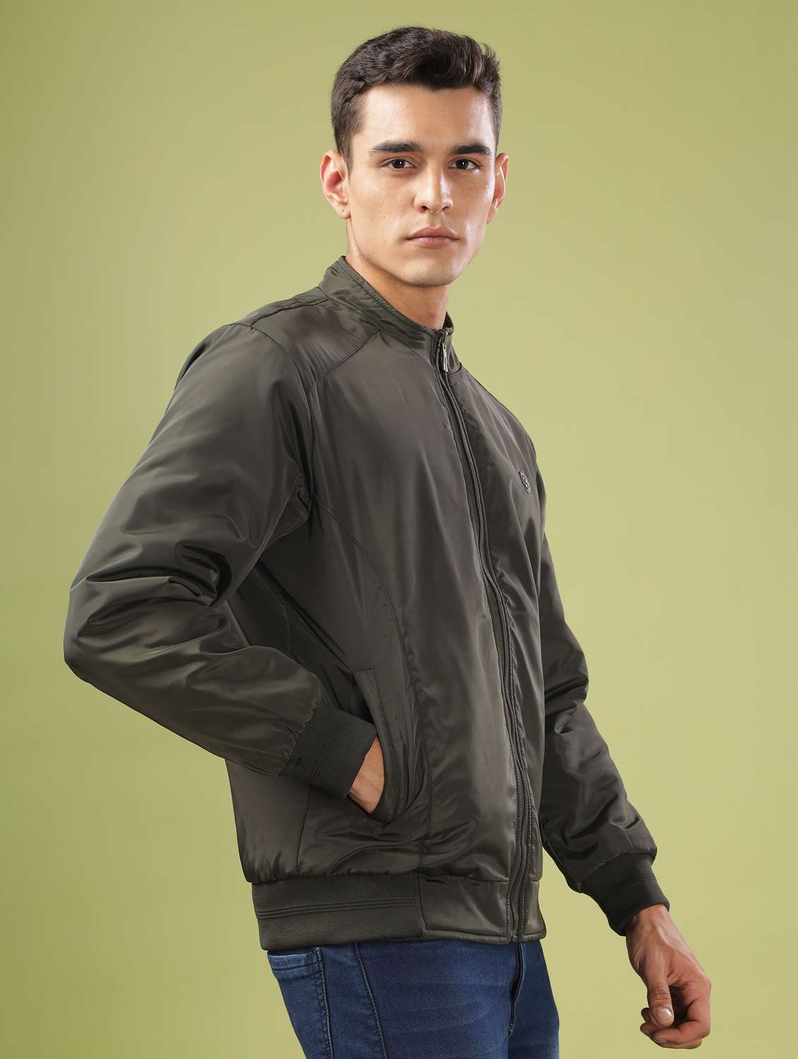 men solid long sleeve bomber jacket - 21586722 -  Standard Image - 2