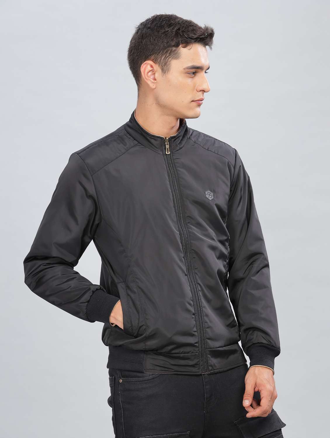men solid long sleeve bomber jacket - 21586724 -  Standard Image - 2