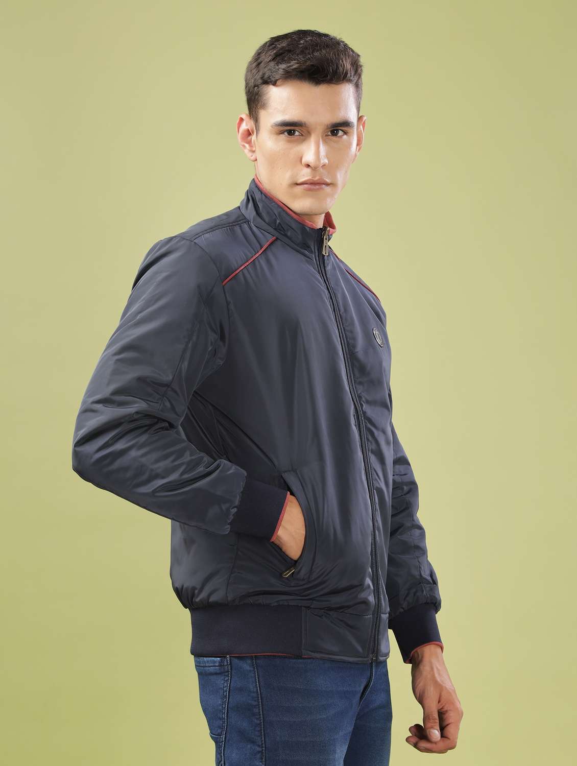 men solid long sleeve bomber jacket - 21586727 -  Standard Image - 2