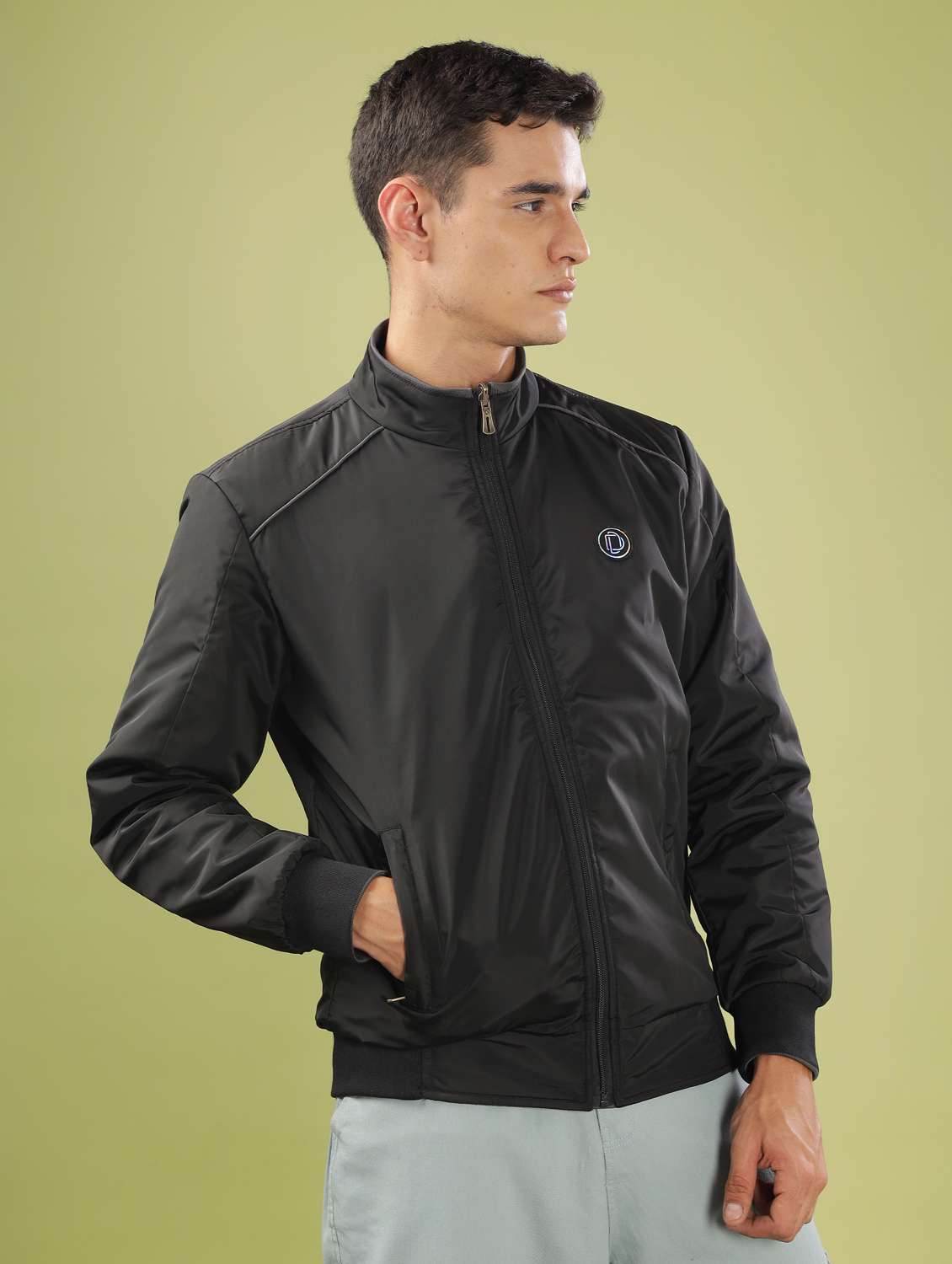 men solid long sleeve bomber jacket - 21586728 -  Standard Image - 2