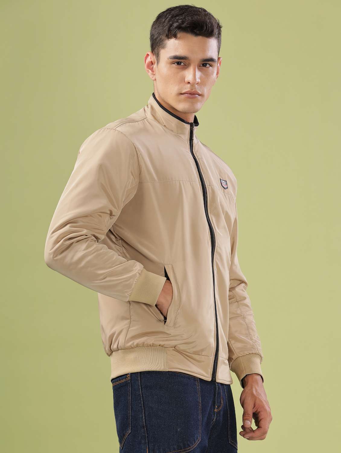 men solid long sleeve bomber jacket - 21586729 -  Standard Image - 2